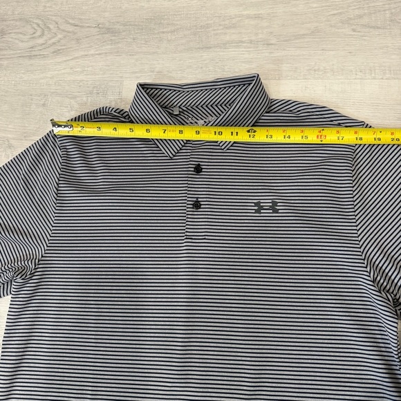 Under Armour Men's Heatgear Loose Grey and Black Striped Polo Shirt Size L - Picture 14 of 17